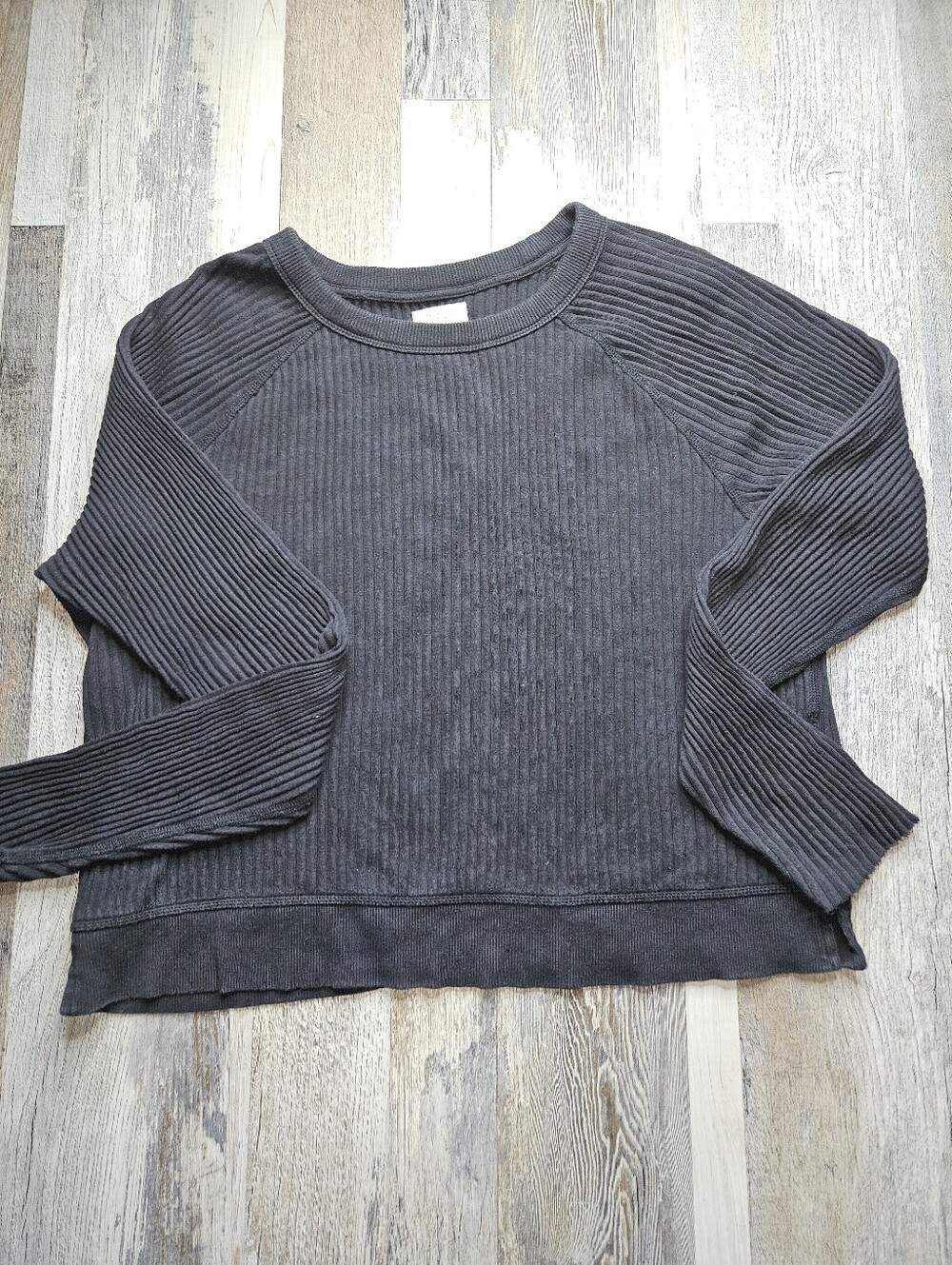 Rag & Bone Black Ribbed Crewneck Long Sleeve Top Small